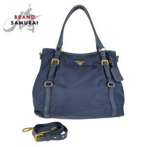Prada Navy Blue nylon leather shoulder bag